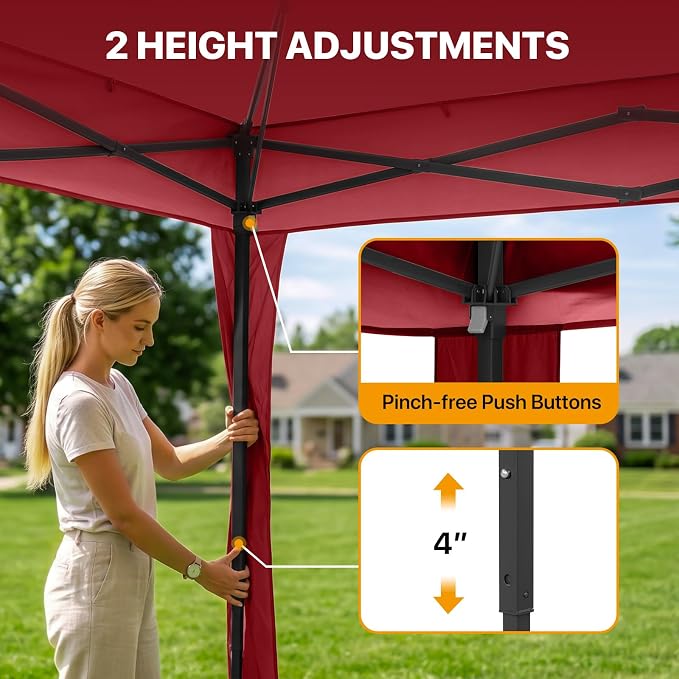 COOS BAY 11x11 Pop Up Gazebo with Mesh Netting, Instant Outdoor Canopy Tent, Water Resistant Shelter with UPF 50+ UV Protection, 121 Sq Ft Coverage, Red
