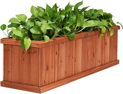 Giantex Raised Garden Bed Flower or Vegetable Planter Window Mounted Plant Box for Garden, Yard Wood Box for Planting, 40"x12"x12"