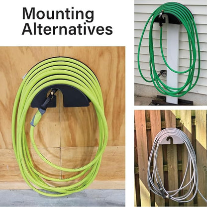 Big Looper Mounted Garden Hose Holder, Indoor/Outdoor Wall Mounted Hose Organizer with J-Hook Holds up to 75' Garden Hoses, Made in USA, Fade Resistant Black