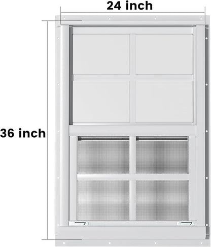2 Pack Shed Windows 24" x 36" H Flush Mount, White Household Windows for Playhouses, Barns, Chicken Coop