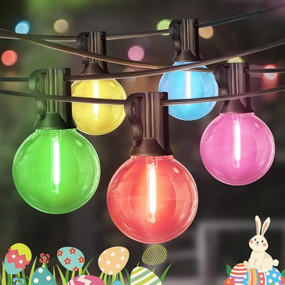 LAMPHOME LED Outdoor String Lights, 4 Pack 26FT Patio Lights with 12+1 Edison Shatterproof Bulbs, UL Waterproof Connectable Dimmable Multicolor Outside easterLights for Backyard Porch Easter Decor