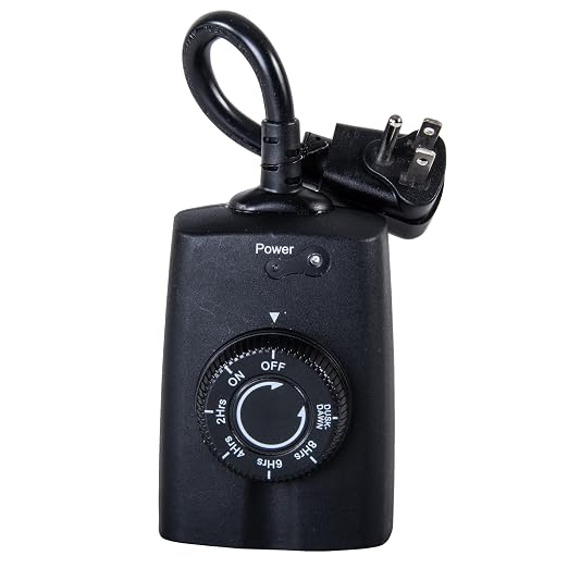 NSi Industries TORK 652B Outdoor Heavy-Duty 15-Amp Photocell Controlled/Light Activated Mechanical Plug-In Timer With 6 1/2-Inch Cord - Compatible With Incandescent/Compact Fluorescent/Led – Ideal for Halloween Decorations