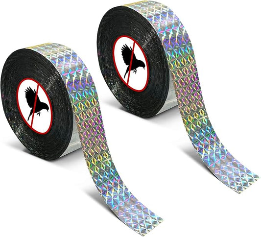 MP Mypole Bird Scare Tape - 2 x 500ft Reflective Flash Tape for Birds, Woodpeckers, Outdoor, House, Garden, Patio, Orchard