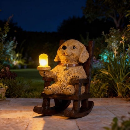 Solar Dog Garden Statue - Outdoor Dog Decor with Solar Lantern, Resin Solar Garden Statue Waterproof for Patio Porch Yard and Lawn - Dogs Figurines Gifts for Mom Grandma Women Dogs Lovers Housewarming