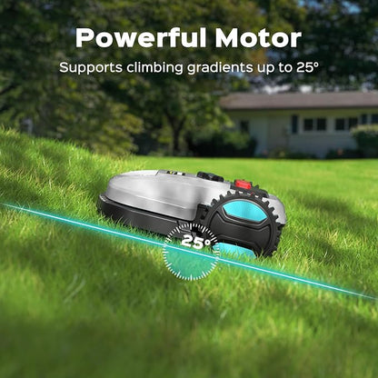 2026 New Robot Lawn Mower with App Control – Features Adjustable Cutting Height, Auto-Charging, Obstacle Detection and Brushless Motor for Lawns Up to 1/8 Acre, Dark Gray