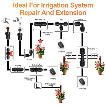 Universal 3/4 Inch Female Pipe Thread to 1/2 Inch Drip Irrigation Tubing Adapter, 6 Pack 1/2 In. Barbed Drip Line x 3/4 In. Faucet PVC Adapter Connect 3/4" FHT Garden Faucet Hose Bibb