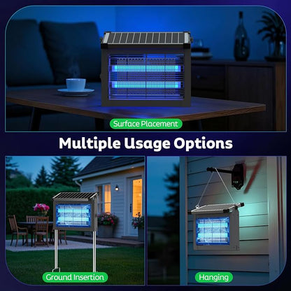 OnBeam Solar Bug Zapper Outdoor, 4500V Mosquito Zapper Fly Trap for Patio | 10W Solar Panel, IPX5 Waterproof, Auto Mode, Solar Powered, USB C Charging, Electric Rechargeable Mosquito Killer for Garden