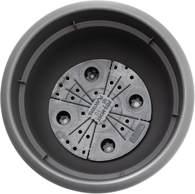 Bloem Ariana 12" Plastic Self-Watering Planter, Charcoal, 2-Pack | Self-watering disk at the bottom of each pot that acts as a water wick and reservoir for optimal plant health