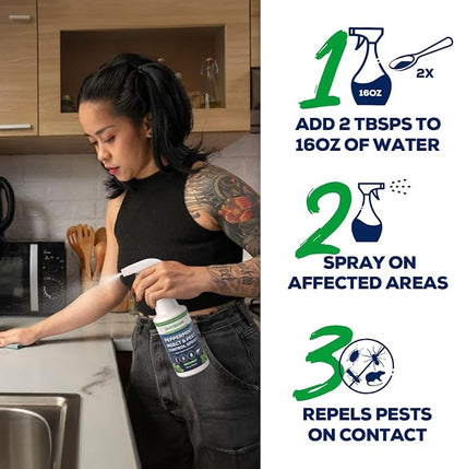 Peppermint Insect & Pest Control Best Value Concentrate - Repels Insects & Pests for Home, Indoor, Outdoor, Garden - Maximum Strength Concentrate (Makes One Gallon RTU) 8 oz