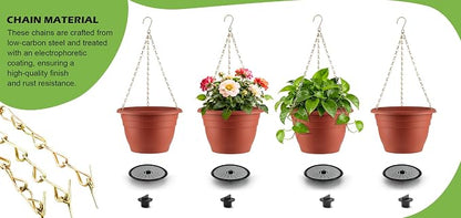 RooTrimmer Hanging Planters 11 Inch, 3 Pcs Flower Pots with Drainage Hole, Self Watering Hanging Basket for Indoor Outdoor Plants, Decor, Pottery Red