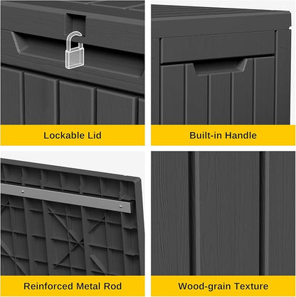 EAST OAK Outdoor Storage Box, 60 Gallon Deck Box Indoor and Outdoor Use, Black