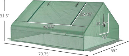 Outsunny 71" x 55" x 32" Mini Greenhouse, Small Green House, Garden Planting Shed, Outdoor Flower Planter Warm House with Zipper Windows, Green