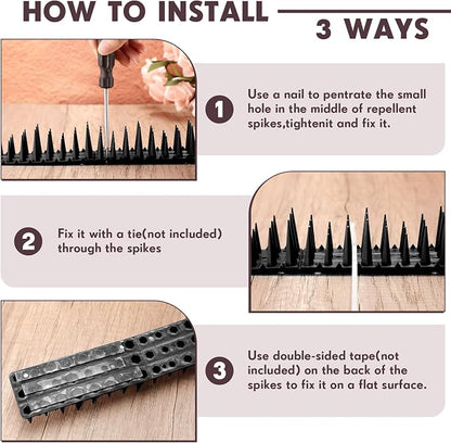 Geetery 40 Pack Bird Spikes for Outside Squirrel Pigeon Spikes Bird Spikes for Cat Animal Outside Plastic Fence Spikes for Garden Wall Railing Roof(Black)