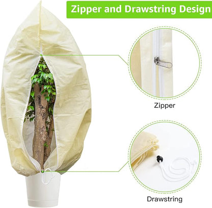 MIXC 4 Packs 2 Size Plant Covers Freeze Protection, Winter Plant Cover Cold Weather Tree Frost Cloth Warm Blankets Shrub Covers for Outdoor Plant (32''×39''+47''×71'')
