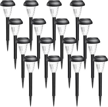 GIGALUMI 16 Pack Solar Light Outdoor Waterproof, Cool White Pathway Lights Solar Powered, Landscape Lighting, Garden Lights for Decor, Patio, Garden, Yard, Pathways, Walkway