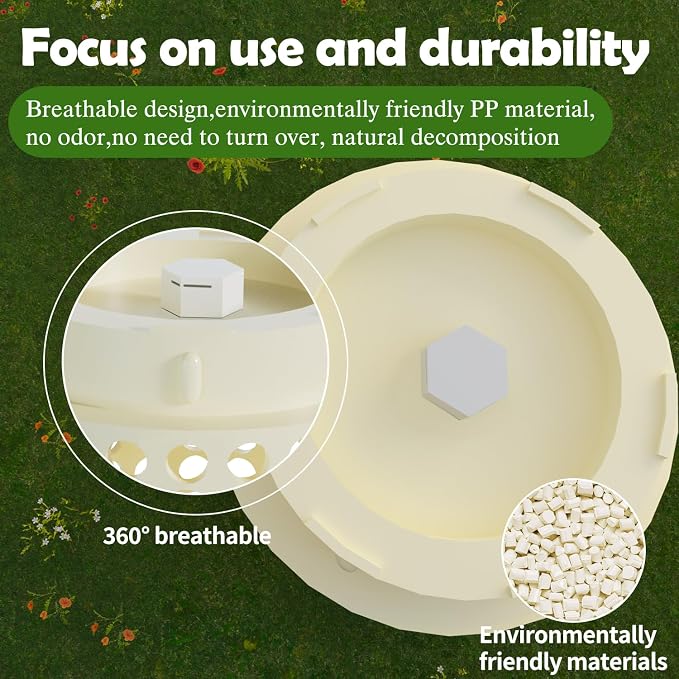 Underground Worm Farm, Garden Mini vermicomposting bin for use in Outdoor Gardening from Kitchen Food Waste, with Holes and lid, White (10.2x4.3x4.3IN)