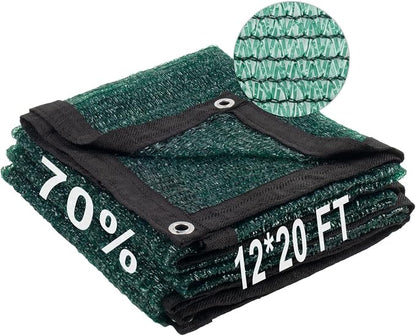 LOVE STORY 12x20FT 70% Dark Green Shade Cloth Sun Shade Net with Grommets Sunblock Net Mesh Tarp for Garden,Plants Cover,Greenhouse and Patio