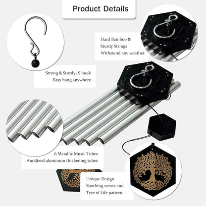 Wind Chimes for Outside, Sympathy Wind Chimes, Memorial Wind Chimes in Memory of Loved One, Sympathy Gift, Tree of Life Wind Chime Decor for Home Outdoor Garden Yard Patio 33" Silver