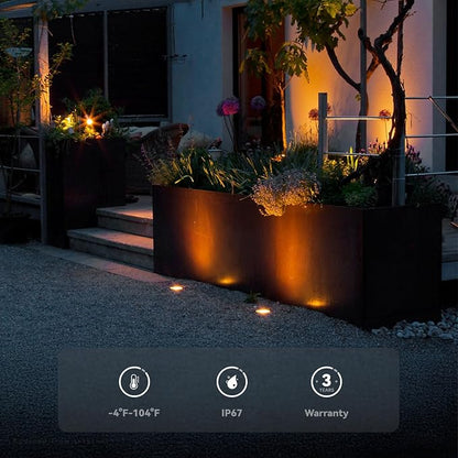 LEONLITE 12-Pack 3W 5CCT Well Lights Landscape LED In Ground, 12-24V AC/DC Low Voltage, CRI90 IP67 Inground Well Lights Outdoor, Black Aluminum Housing, Embedded Parts Included