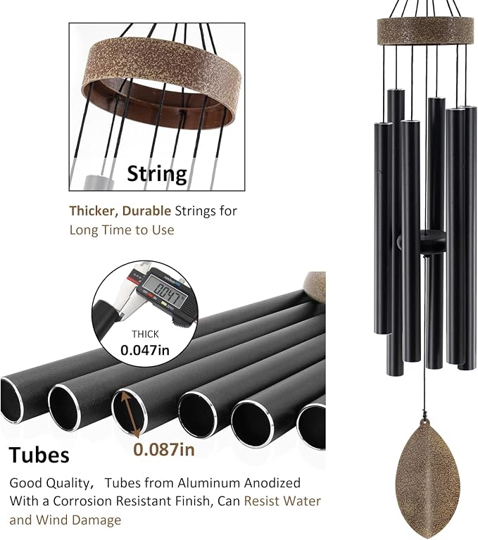 ASTARIN 36 Inch Wind Chimes for Outside, Tuned Metal Wind Chime for Outdoor Garden Patio, WindChimes Tuned Soothing Melodic Tones Windchimes Mom Dad Gift, All Metal Leaf Design Windchime