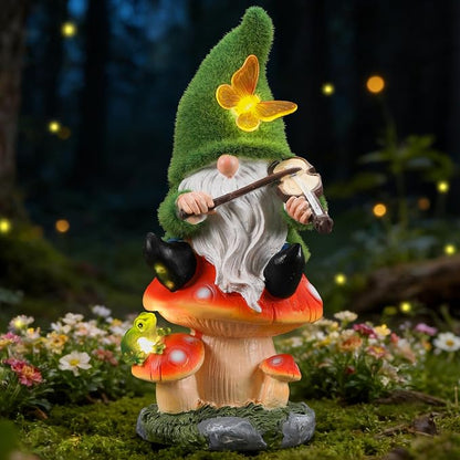 Solar Gnomes Garden Statue Decor for Mother's Father's Day,Gnome Figurines with LED Light for Garden Decorations for Patio Lawn Balcony Garden Housewarming Gifts for Women Mom Grandma