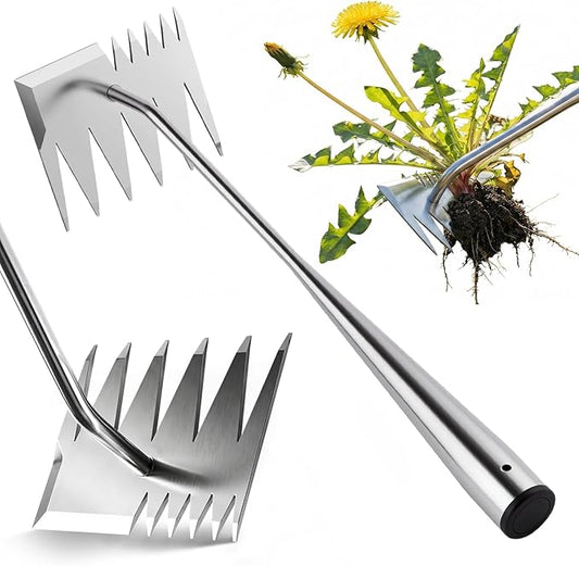 LOOHOI Garden Hand Weeder Tool, Heavy-Duty Stainless Steel Weeding Tool for Deep Root Removal, Portable Garden Weed Removal Tool for Lawn, Flower Beds & Yard