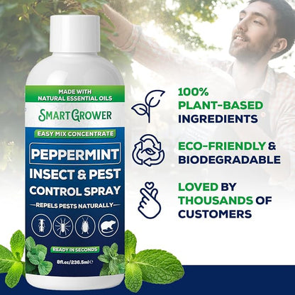 Peppermint Insect & Pest Control Best Value Concentrate - Repels Insects & Pests for Home, Indoor, Outdoor, Garden - Maximum Strength Concentrate (Makes One Gallon RTU) 8 oz