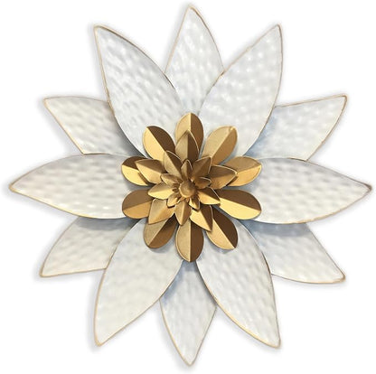 Metal Flower Wall Art Decor,10" Rustic Modern Antique Floral Sculpture, Distressed Iron Wall Hanging Home Decoration Accent Artworks for Indoor Kitchen Bedroom Living Office Outdoor Garden Patio
