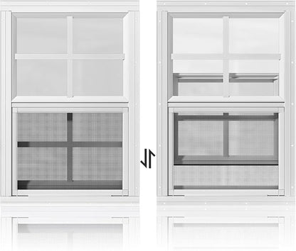 2 Pack Shed Windows 18" W x 27" H Flush Mount, White Household Windows for Playhouses, Barns, Chicken Coop