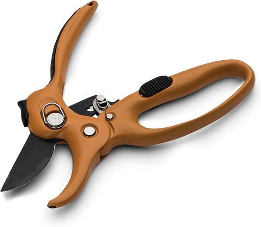 Ratchet Anvil Pruning Shears for Gardening - 5” Heavy Duty Ratcheting Garden Shears Clippers with Carbon Steel Blade for Weak Hands or Arthritis, Hand Pruners for Gardening Tools by Kings County Tools