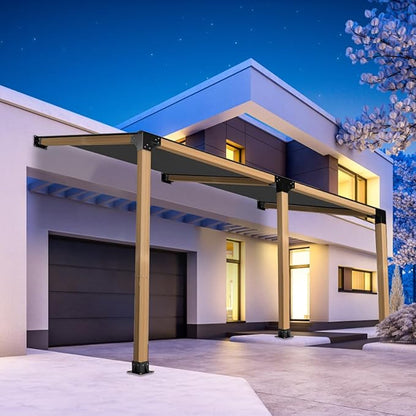 15° Lean Pergola Kit 4x4(Inner 3.64x3.64), 4-Way Slanted Pergola Roof Bracket, Post Base-Angled 4x4 Wood Post Bracket-DIY Gazebo Brackets-Hardware Kit for Outdoor Wood Beam Post Sunroom Carport Cabin