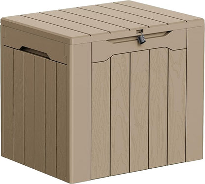 Greesum 33 Gallon Resin Deck Box All Weather Outdoor Storage Boxes for Patio Furniture Set,Outdoor Toys,Garden Tools, Light Coffee