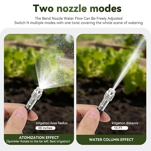 75Ft 1/2" Tubing High-Flow Drip Irrigation System, 360° Adjustable Garden Watering System with 40 Nozzles, Dual-Side Watering Kit for Raised Beds, Greenhouses & Efficient Plant Irrigation