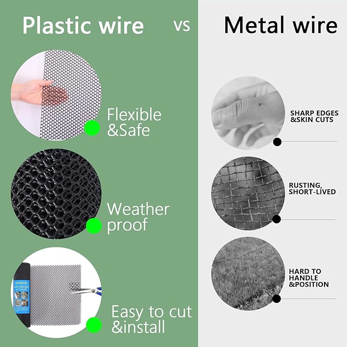 Black Plastic Wire Mesh Fence 15.7IN x 33FT - Commercial Grade Hexagonal Netting, Heavy Duty Snake & Rodent Barrier for Farms, Poultry Yards, Dog Runs | Durable Outdoor Security Fencing