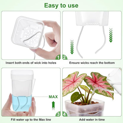 2" Clear Self Watering Pots for Indoor Plants,16PCS Mini Plastic Nursery Planters with Water Level Indicator & Drainage Holes for Propagation,Succulents,Seedling,African Violet,Plant Labels