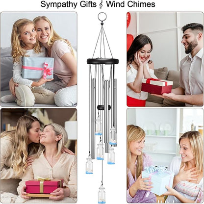 Virekm Friendship Wind Chimes, Small Outdoor Windchime for Patio Decoration, Garden Decor. Zen Garden Decor Christmas Mothers Day Mom Wind Chimes Gifts (Wishing Bottle)