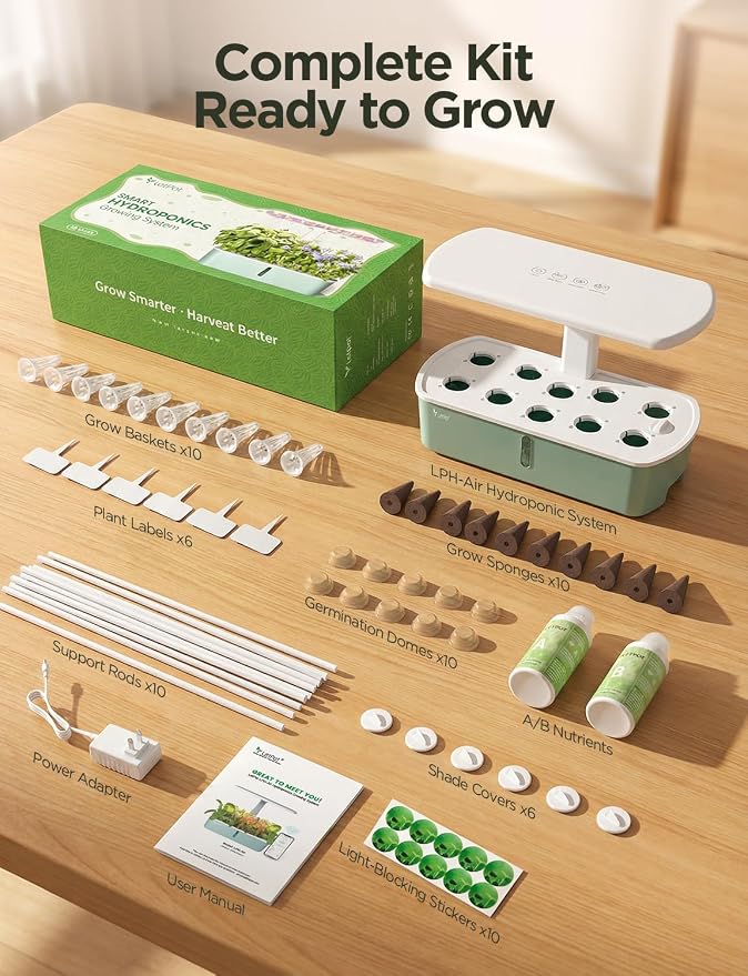 LetPot LPH-Air Hydroponics Growing System Kits, APP & WiFi Controlled Smart Indoor Garden with Adjustable 24W Grow Light Full Spectrum, 10 Pods Planter Indoor Gardening for Gifts, Kitchen, Vegetable