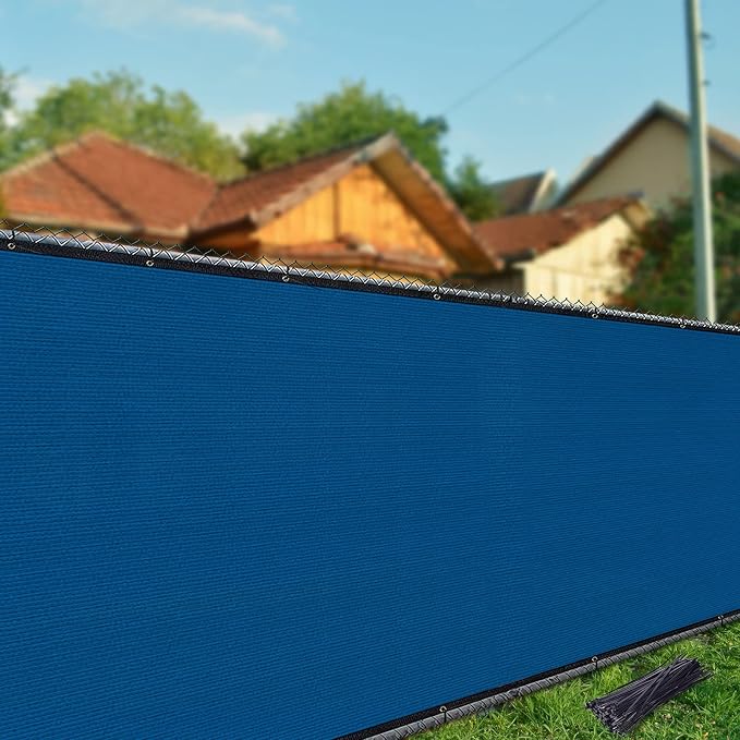 iCover 4x25ft Privacy Screen Fence, Outdoor Fencing Panels, Garden Windscreen Mesh Shade Sail Net Barrier, Include Reinforced Bindings and Brass Grommets Cable Zip Ties, Blue