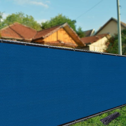 iCover 4x25ft Privacy Screen Fence, Outdoor Fencing Panels, Garden Windscreen Mesh Shade Sail Net Barrier, Include Reinforced Bindings and Brass Grommets Cable Zip Ties, Blue
