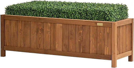 NatraHedge Hampton Classic Wooden Planter Box (44"" Lx15 Wx15 H) Brown | (Brown) Indoor and Outdoor Rectangular Garden Use for Patio Yard Greenhouse Vegatable Flowers and Herb | Weather Resistant