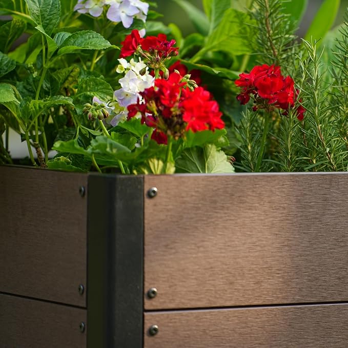 Garden Raised Bed, 19*19*18in Deep Root Planter Box for Patio, Outdoor Herb with Bottom, Vegetable, and Flower Gardening - Durable Wooden Style Planter Box for Easy Mobility and Clearance
