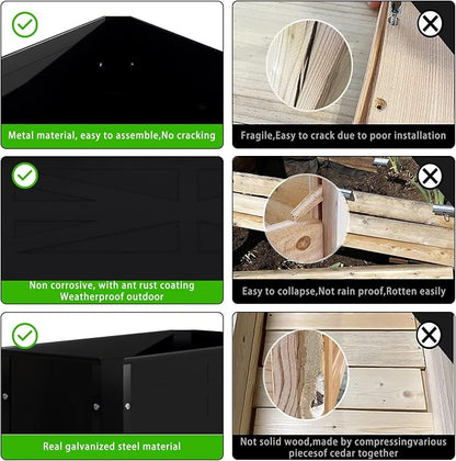 PROXRACER Raised Garden Bed with Detachable Tall Legs Elevated Metal Planter Box for Growing Fresh Herbs Vegetables Flowers Succulents&Other Plants for Outdoor Backyard Patio Deck Balcony Black