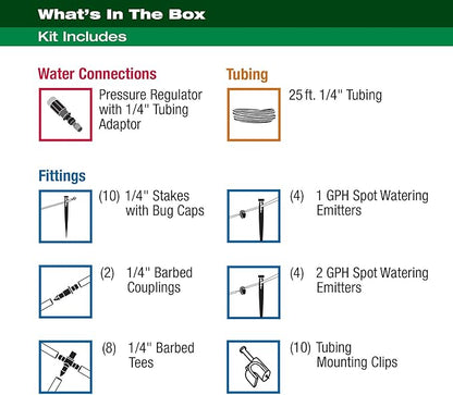 Rain Bird PATIOKIT Drip Irrigation Patio Watering Kit, Connects to Faucet, 1/4" Drip Tubing