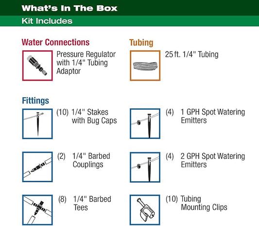 Rain Bird PATIOKIT Drip Irrigation Patio Watering Kit, Connects to Faucet, 1/4" Drip Tubing
