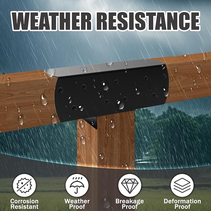 2 Pcs 4"x 4" 3-Way Pergola Bracket(Actual Fit: 3.6"x3.6") Post | T-Shaped Bracket Woodworks Pergola Kit|Metal Wood Post Connector for Pergola and Outdoor Structures
