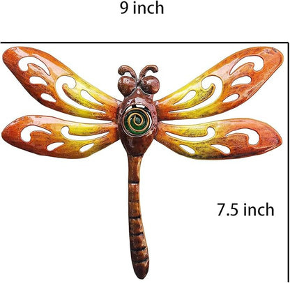 YNGFIL Dragonfly Wall Art Decor, Metal Indoor Outdoor Fence Outside Hanging Decorations for Living Room Bedroom, 9 Inch 3 Pack, Hand-made Vibrant Ornament Sculpture for Patio Balcony