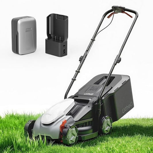 Litheli Lawn Mower Cordless 14 in, Grass Cutter Machine for 2800 Sq. Ft, Lawnmower with Brushless Motor, Included 1 * 5.0 Ah Battery and Charger
