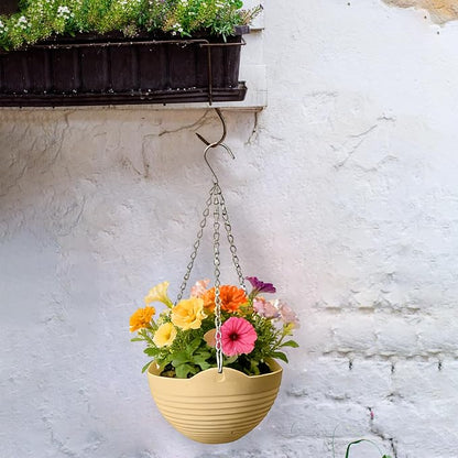 Srmayyi 8 Pack 8 Inch Plastic Self Watering Hanging Planters,Colorful Hanging Basket Planter with Drainer and Metal Chain,Garden Flower Plant Pot Container for Indoor Outdoor Plants,8 Colors