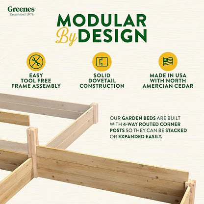 Greenes Fence Classic Cedar Raised Garden Bed, 2' x 8' x 10.5" (1/2" Thick) - Made in USA with North American Cedar