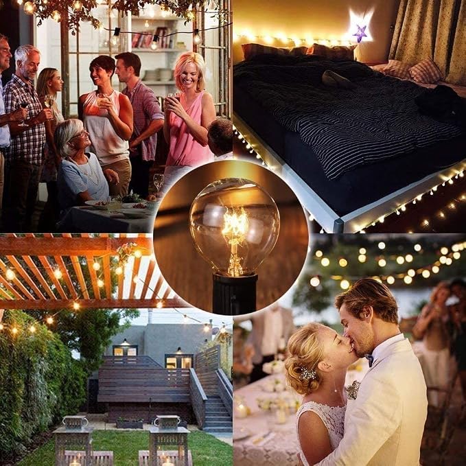 GOOTHY 50FT Outdoor Globe String Lights, G40 Patio Lights Outdoor Waterproof with 53 Clear Bulbs, Hanging Indoor Porch String Lights for Garden Bistro Party Outdoor Balcony Decorations- Black Cord
